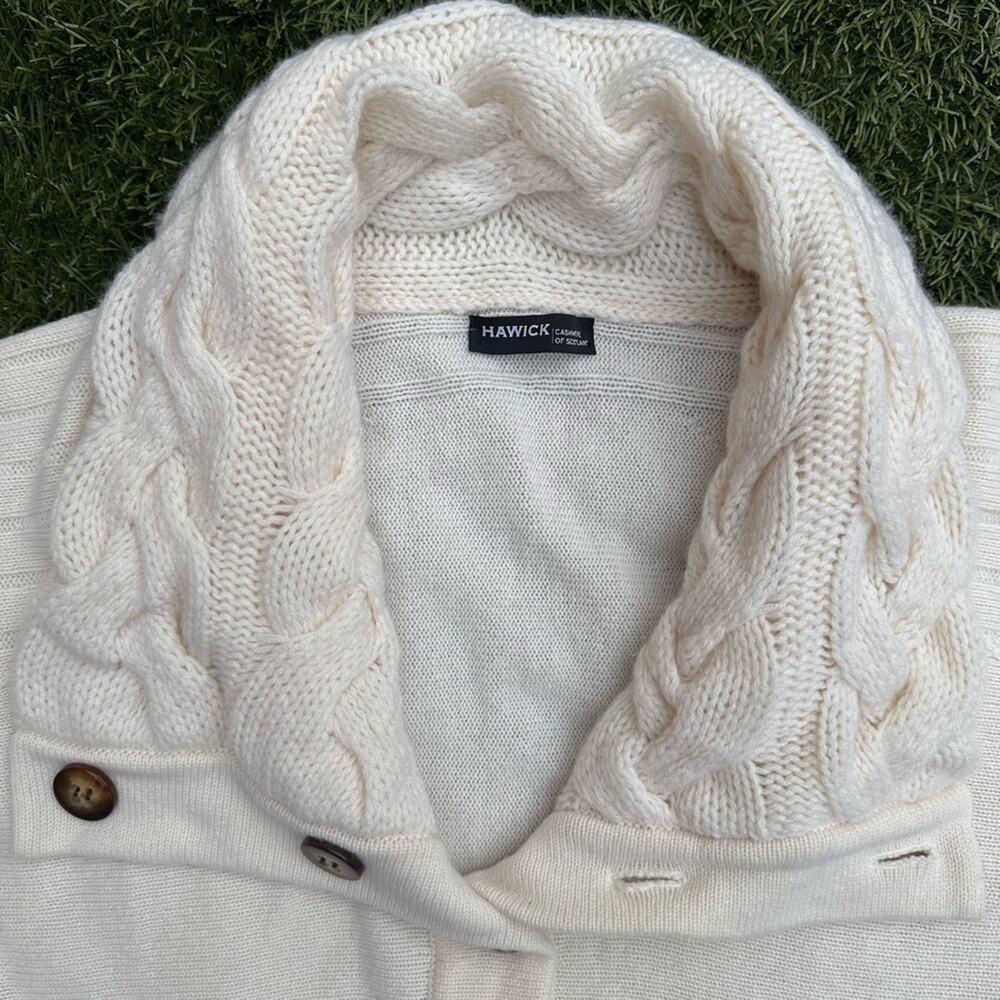 Hawick Cashmere of Scotland Shawl Collar Cable Knit 3/4 Sleeve Sweater Dress M - Picture 3 of 10